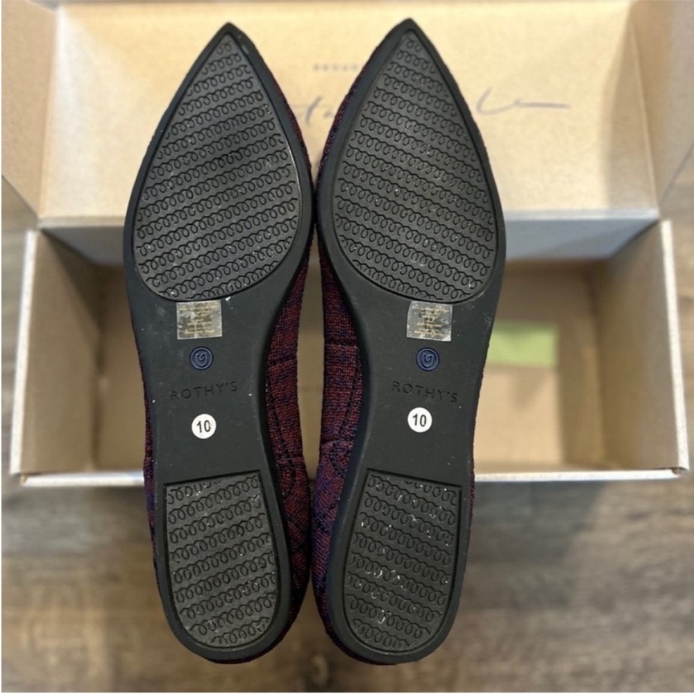 Rothy’s The Point Flats In Cranberry Plaid, Plum Purple Burgundy, Size 10 - Picture 9 of 10